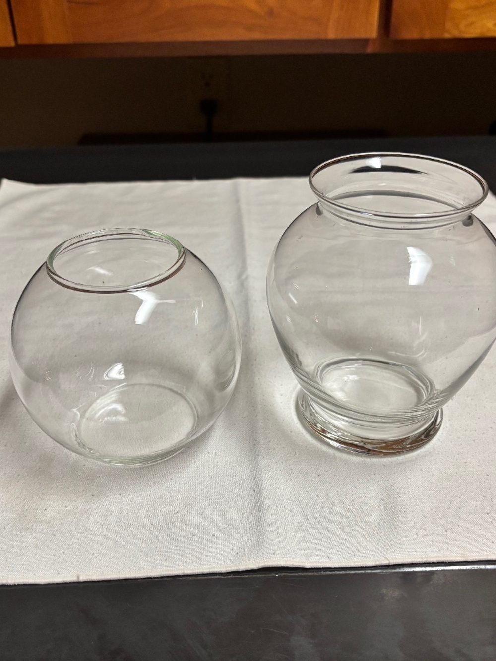 2 Glass Rose Vases